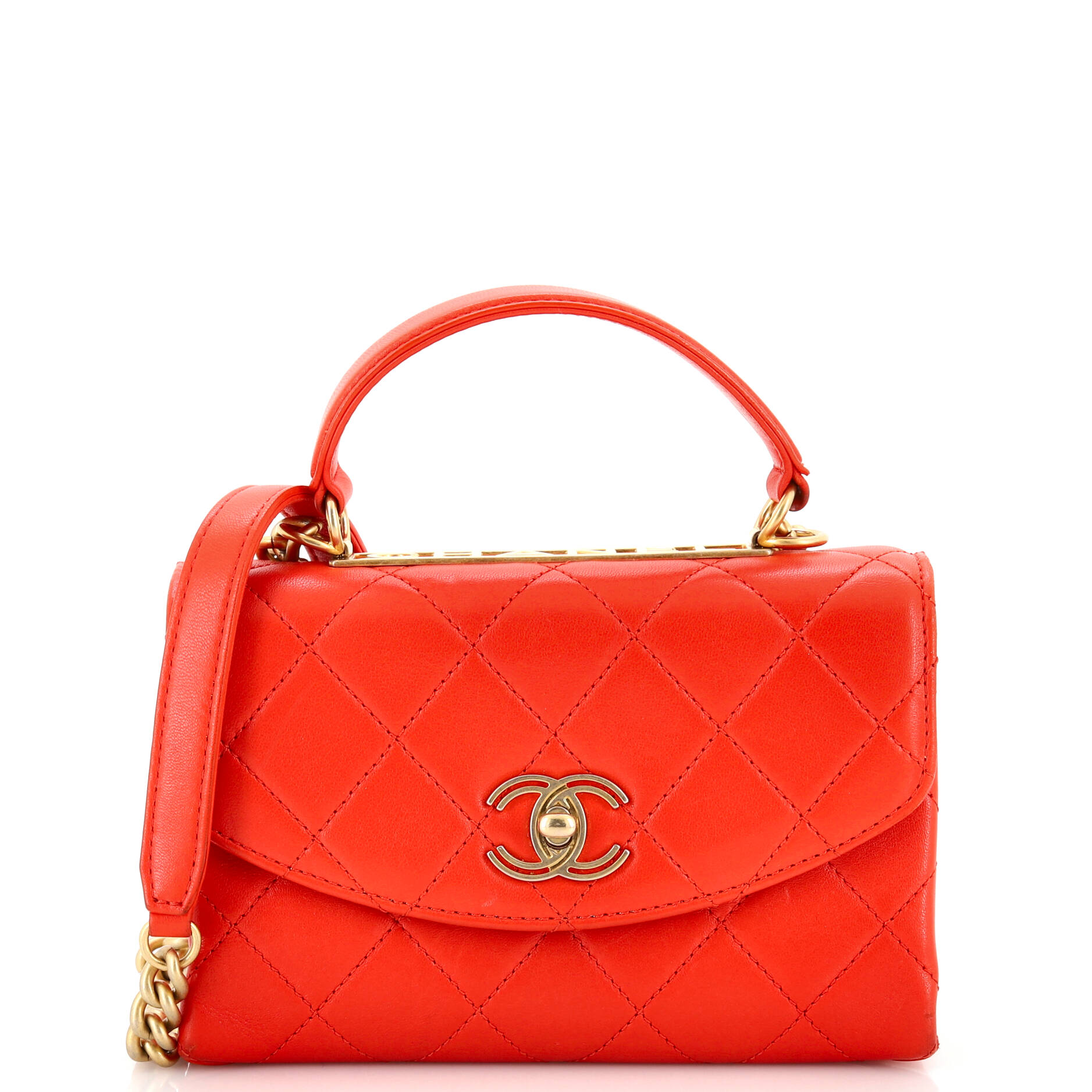 CHANEL Trendy Spirit Top Handle Bag Quilted Lambskin Small