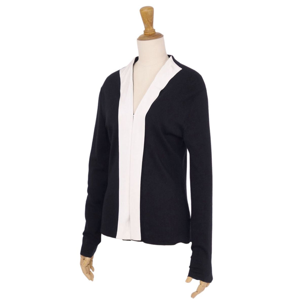 Louis Vuitton e Cardigan Long Sleeve Long Sleeve Landless Cashmere Wool Silk Tops  M Black/White