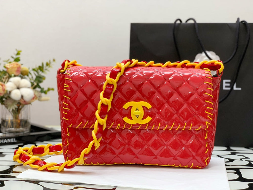 CHLVinyl Classic Red and Yellow Shoulder bag For Women 29cm/11.5in
