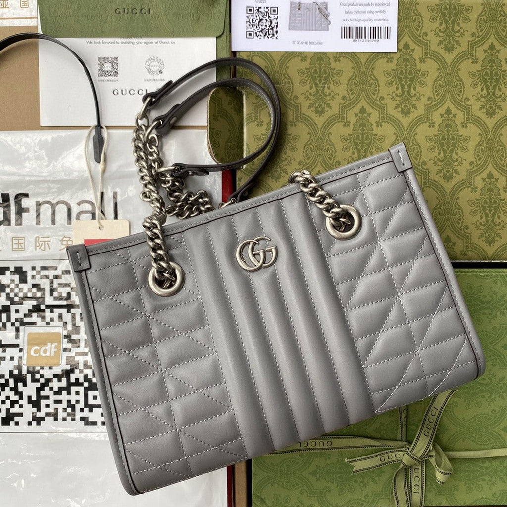 Glami Marmont Small Tote Bag Dark Grey MatelassÃƒÂ© For Women 10in/26.5cm 681483 UM8BN 1711