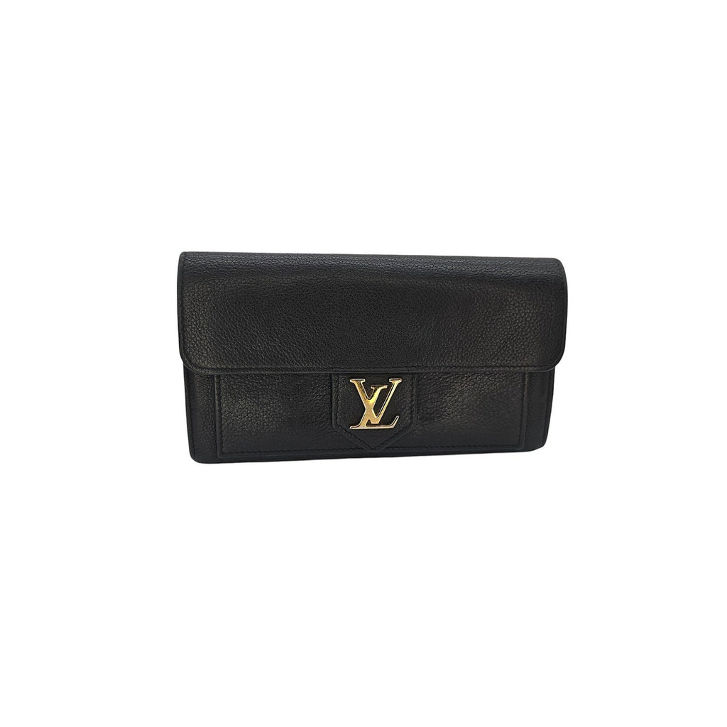 Louis Vuitton Black Calfskin LockMe Long Wallet