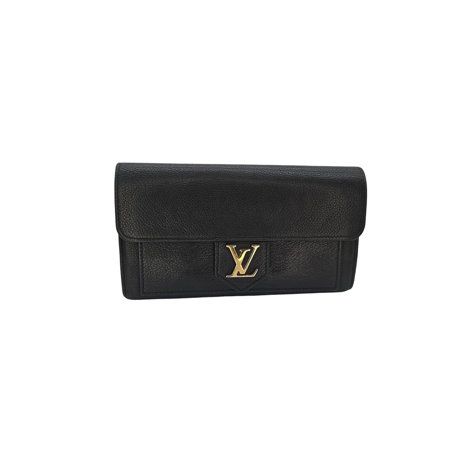 Louis Vuitton Black Calfskin LockMe Long Wallet