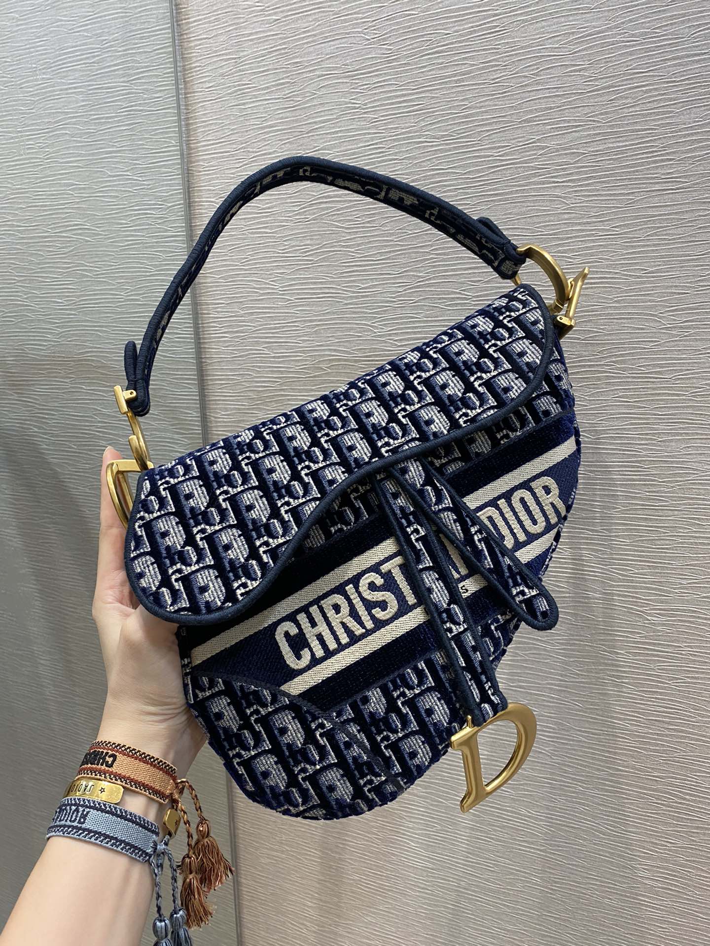 GLAMI Saddle Bag Blue Oblique Canvas Gold Toned Hardware For Women 25cm/10in CD