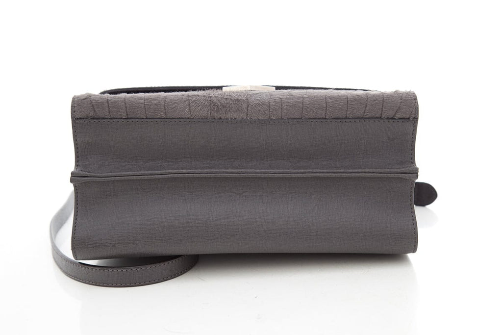 Fendi Grey Croc Calf Hair Printed Demi Jour Handbag
