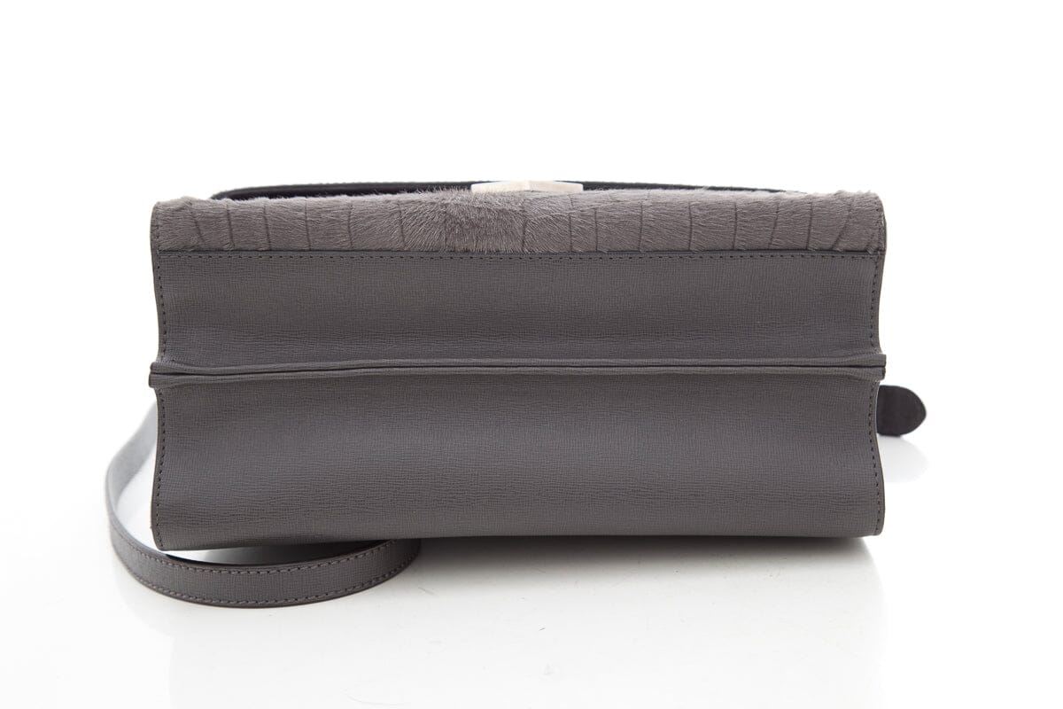 Fendi Grey Croc Calf Hair Printed Demi Jour Handbag