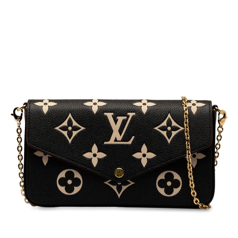 Louis Vuitton Monogram Implant Bicycle Chain Felice Chain Wallet M80482 Black Beige  Leather  Louis Vuitton