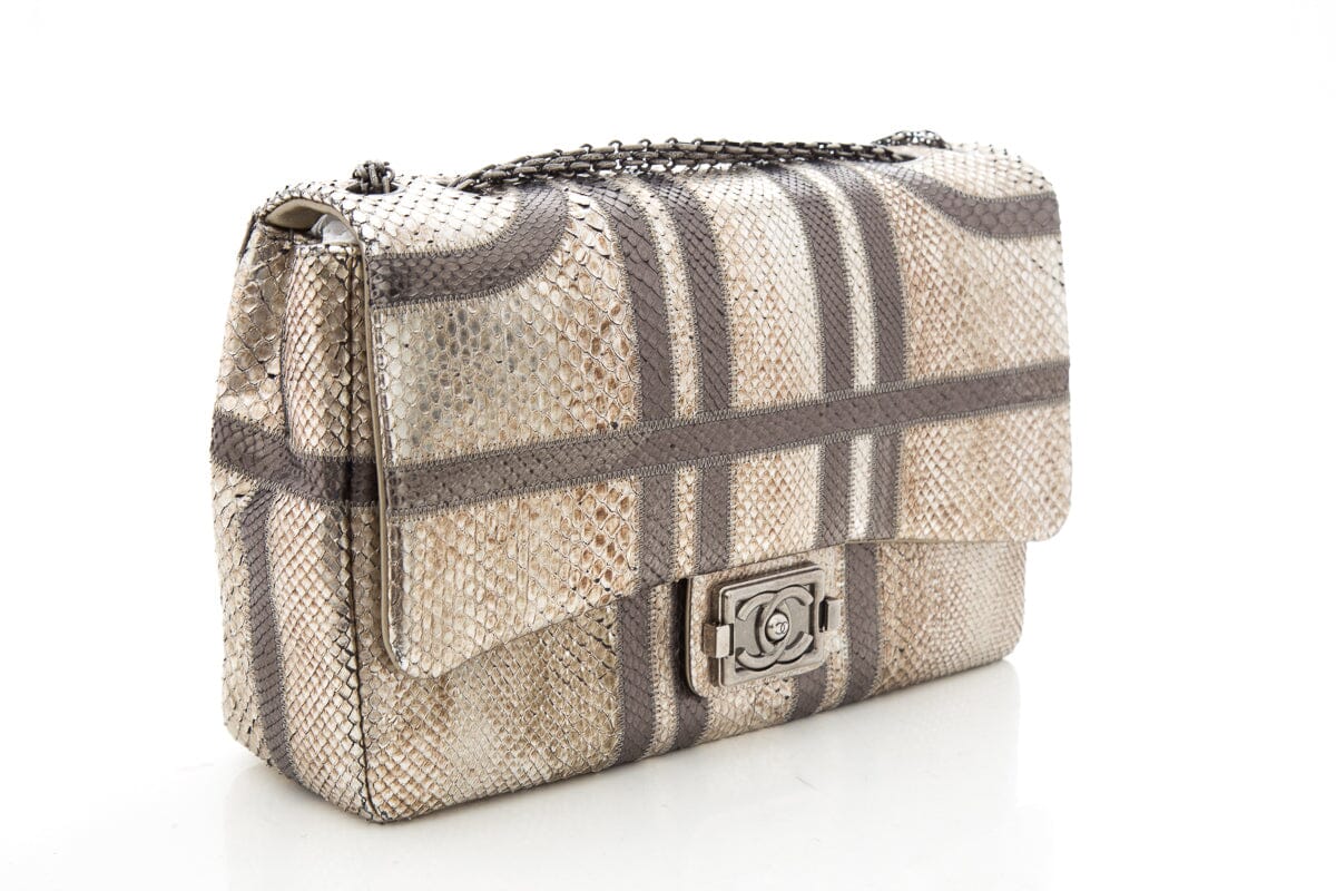 Chanel Gold & Gray Python 2012 Handbag