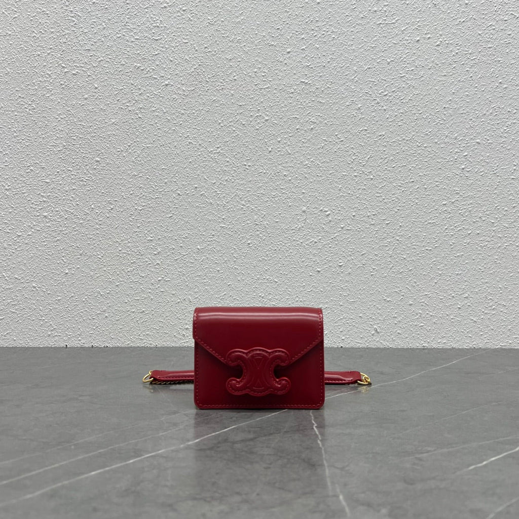 GLAMI Card Holder On Chain Triomphe Red For Women 4in/11cm 10J743DPV.27VD