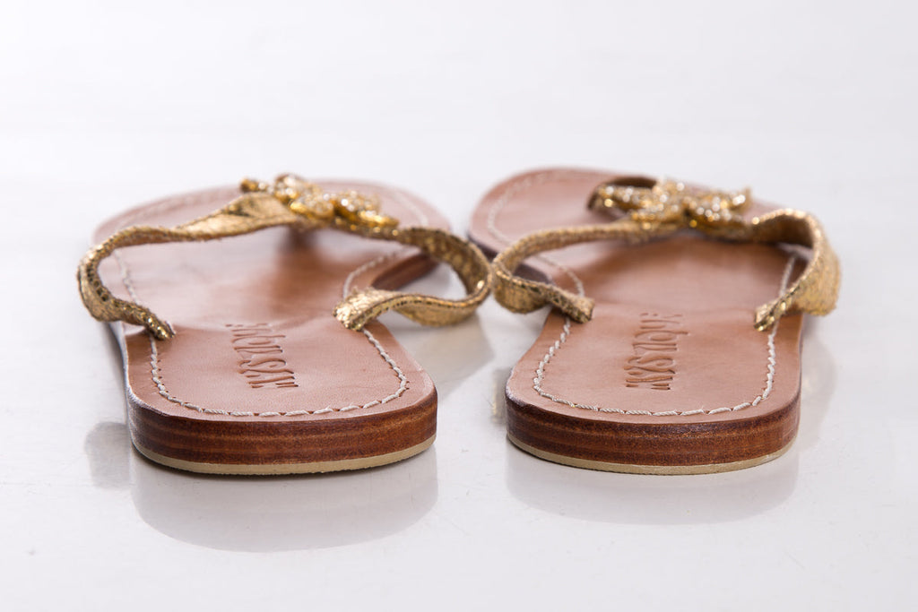 Mystique Brown & Gold Sandals SZ 6