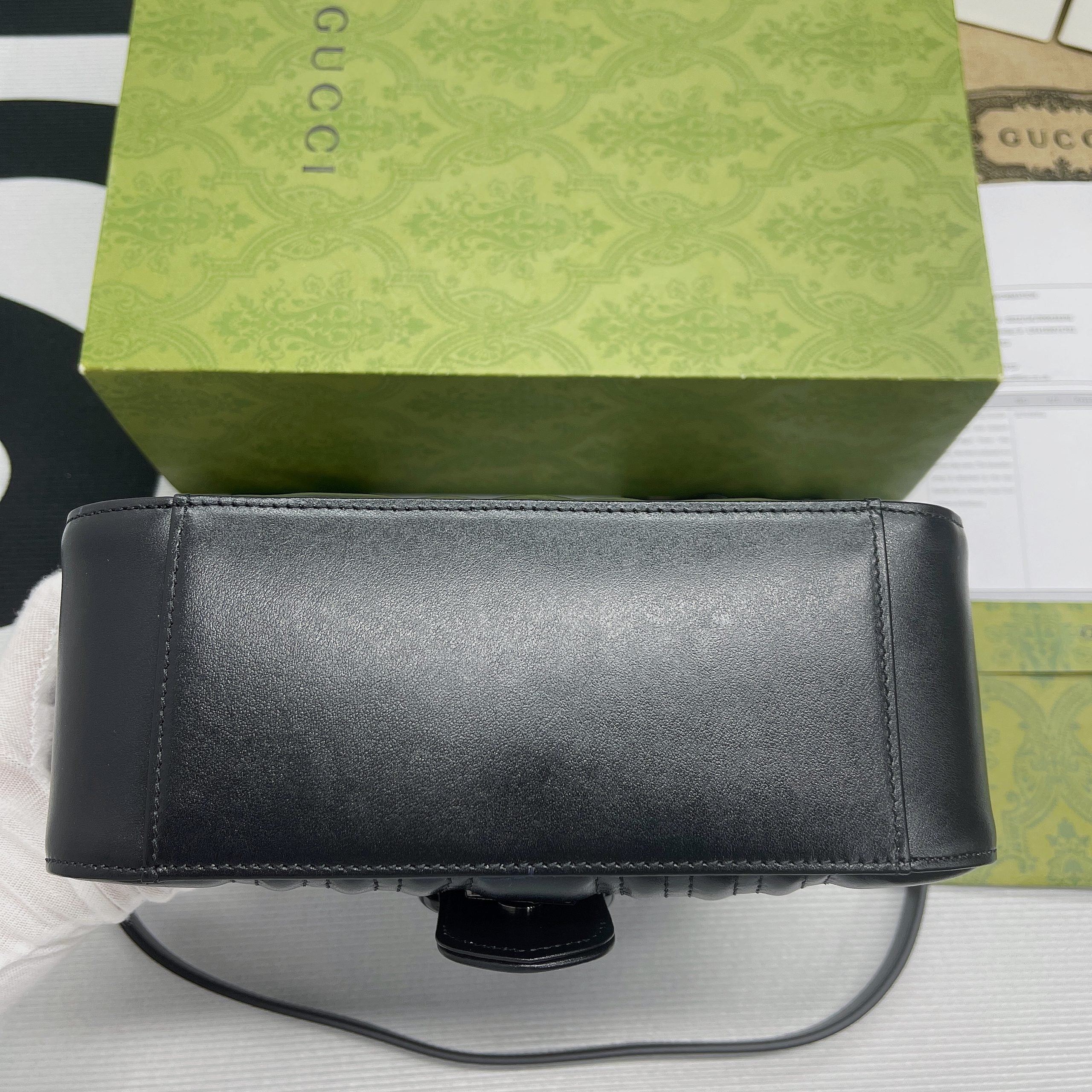 gg Marmont Mini Top Handle Bag Black For Women, Women’s Bags 8.3in/21cm gg ‎