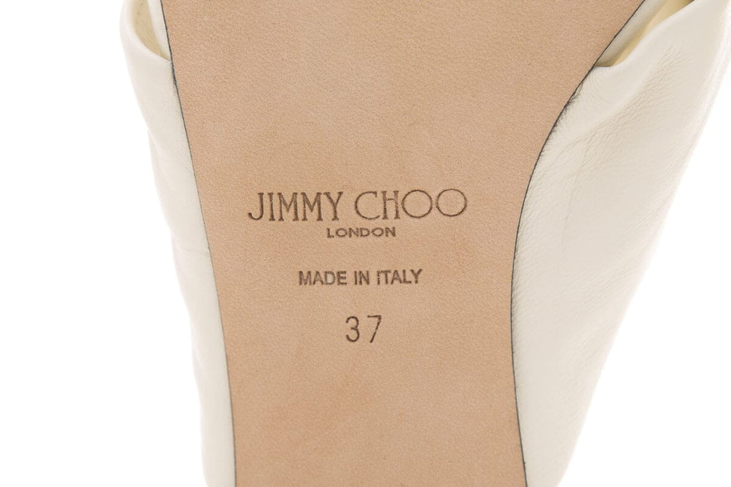 Jimmy Choo Ivory Leather Twist Knot Open Toe Sandals SZ 37
