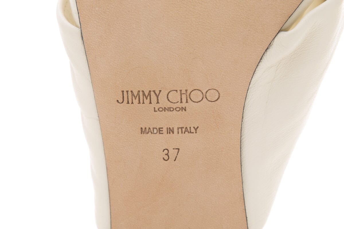Jimmy Choo Ivory Leather Twist Knot Open Toe Sandals SZ 37