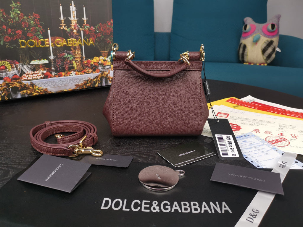 GLAMI Small Sicily Bag In Dauphine Burgundy For Women 7.5in/19cm GLAMI