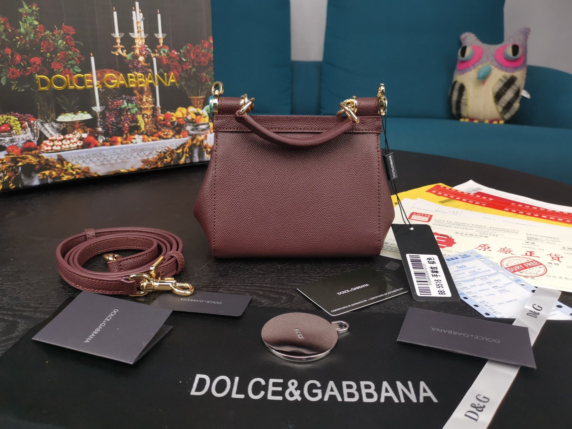 GLAMI Small Sicily Bag In Dauphine Burgundy For Women 7.5in/19cm GLAMI