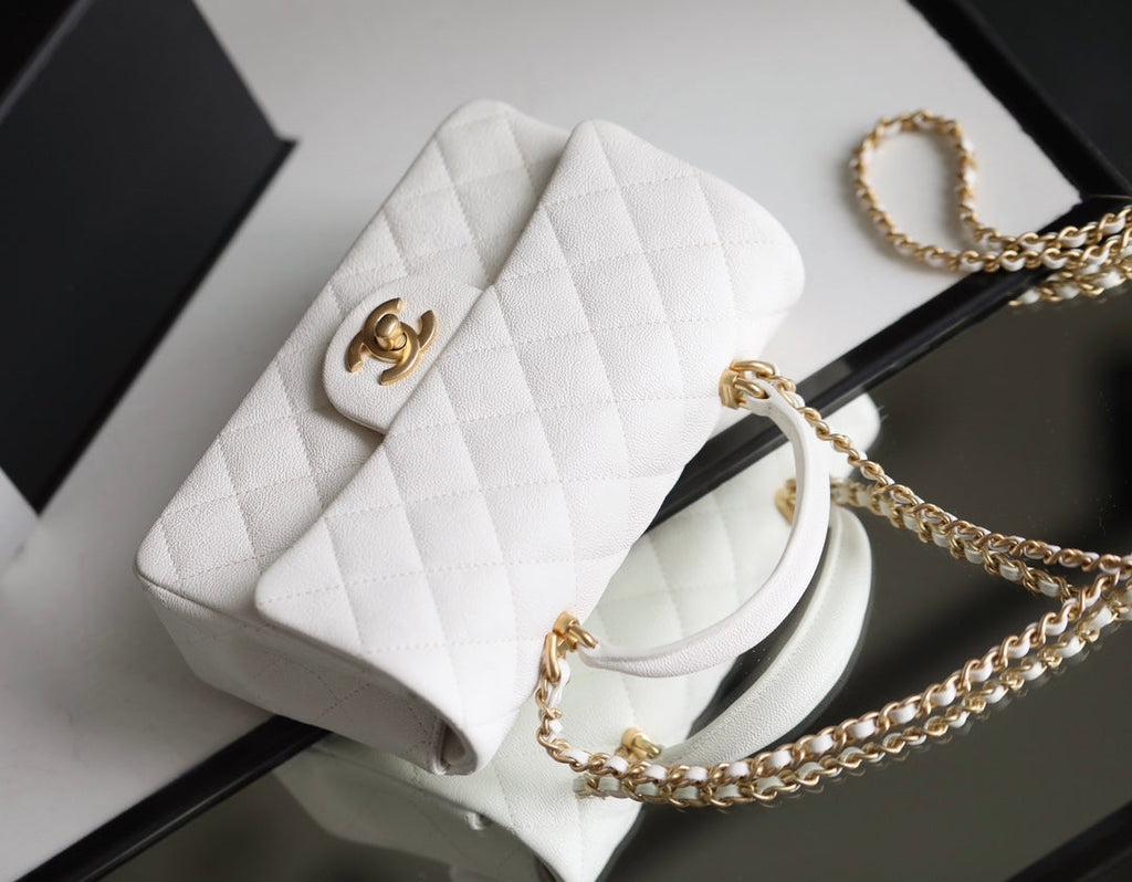 CHLMini GlamIapbag With Top Handle White For Women 7.8in/20cm