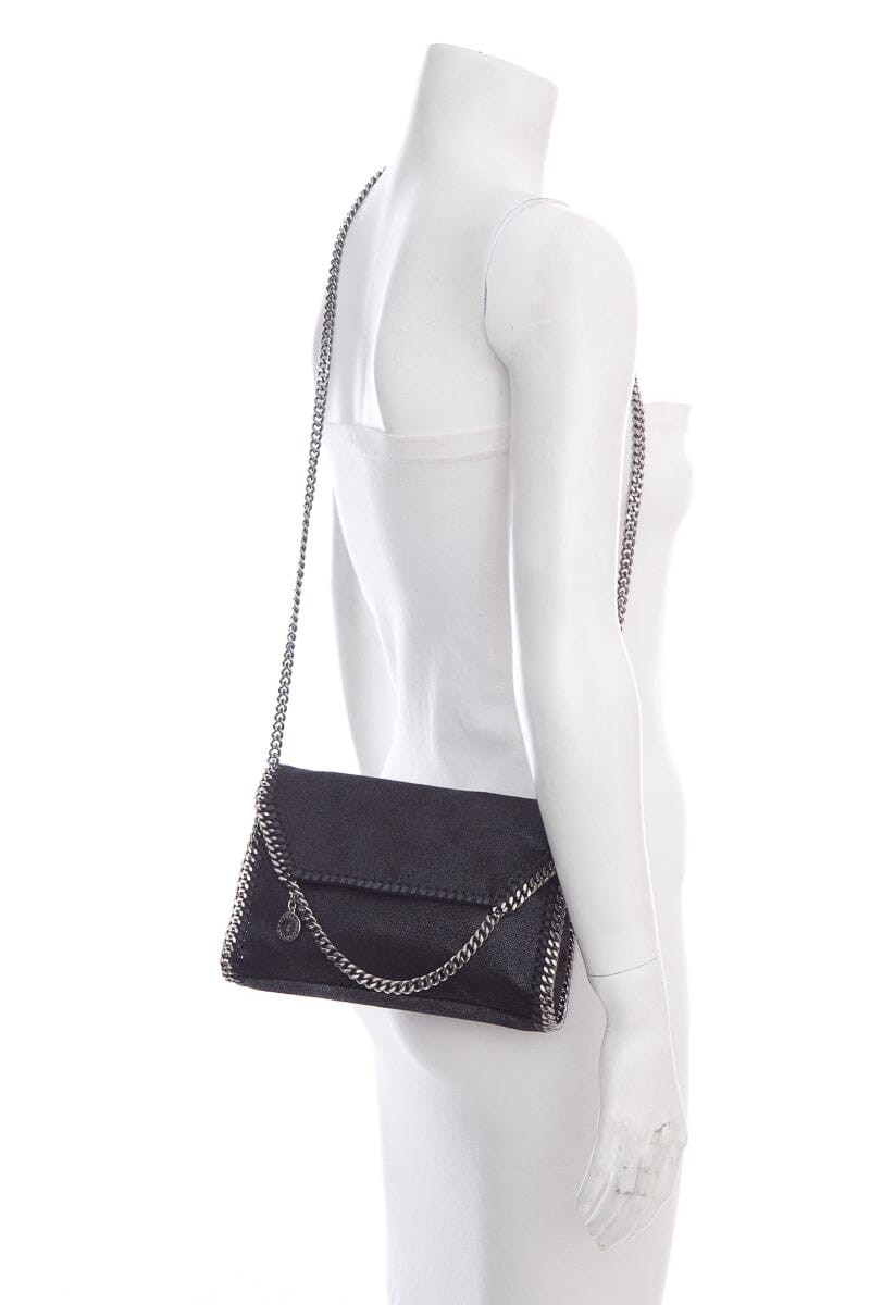 Stella McCartney Black & Silver Shaggy Deer Mini Falabella Cross-Body