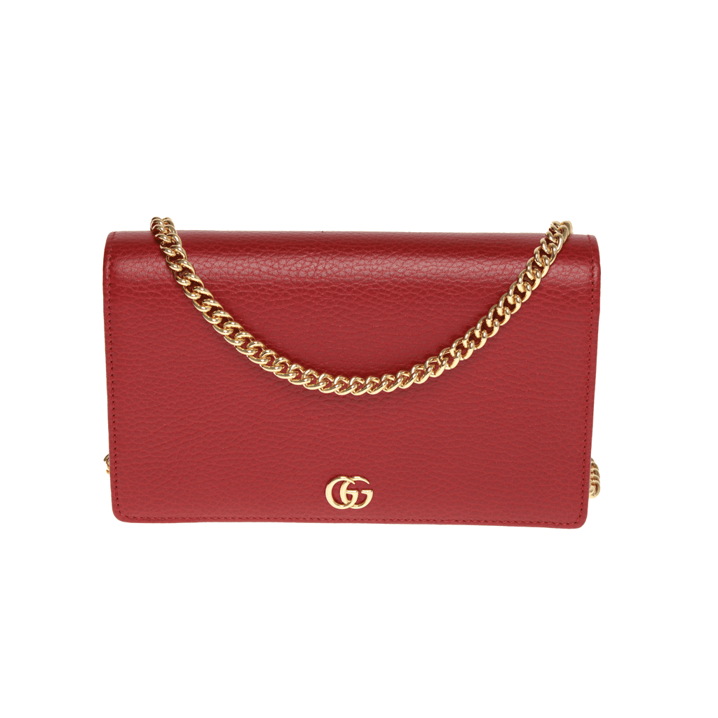 Red GG Marmont Mini Chain Bag