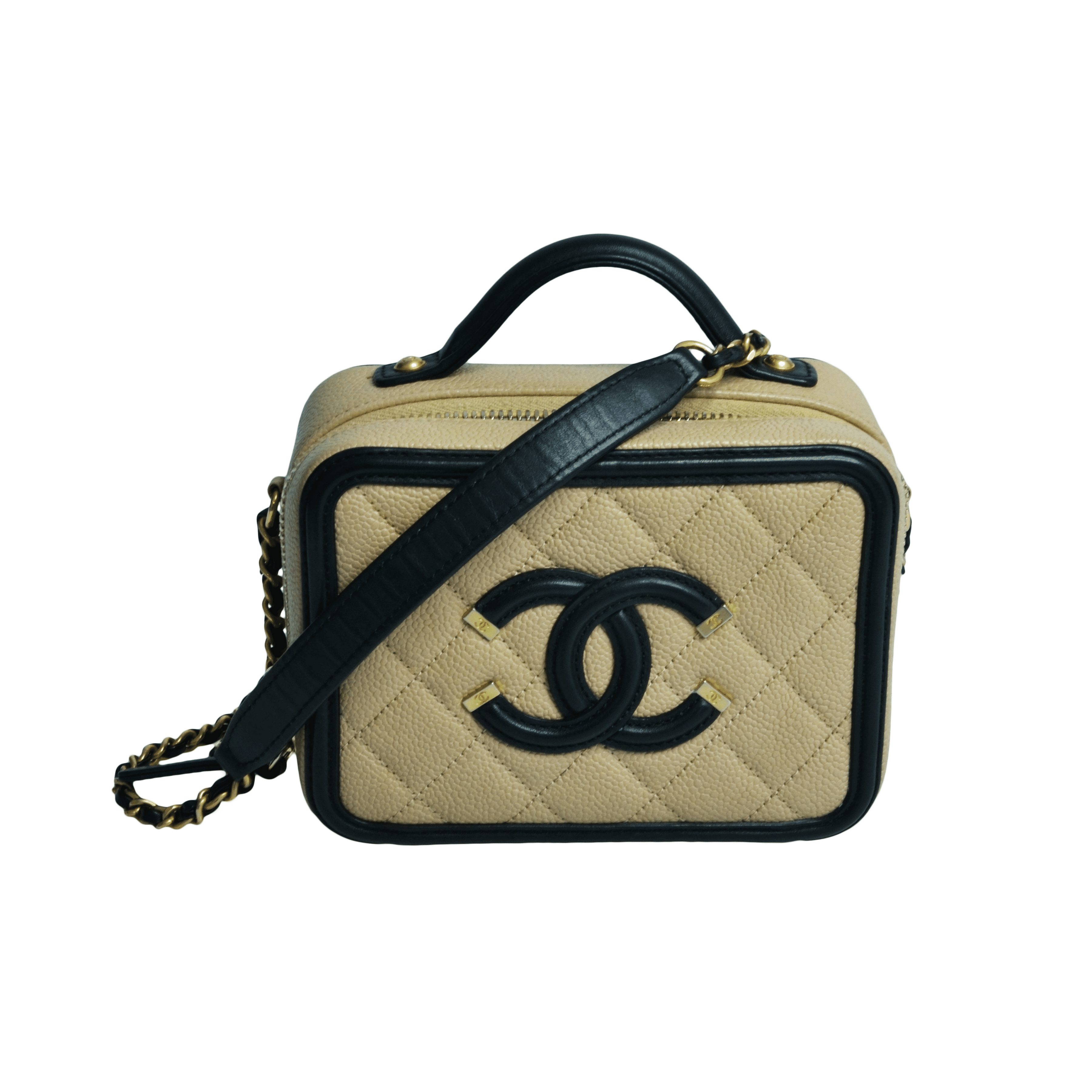 Nude/Black CC Quilted Filigree Vanity Case