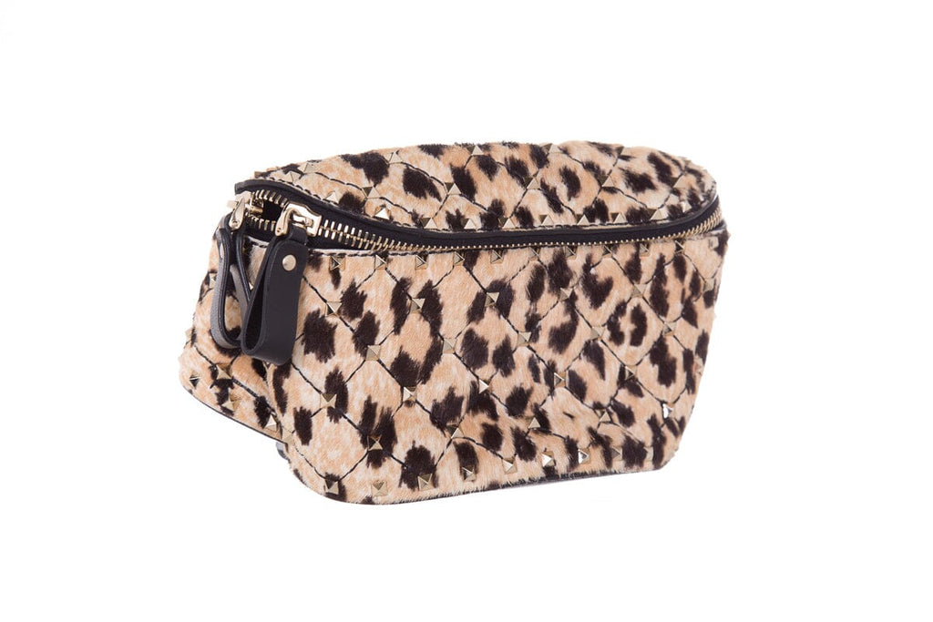 Valentino Leopard Ponyhair &  Rockstud Belt Bag