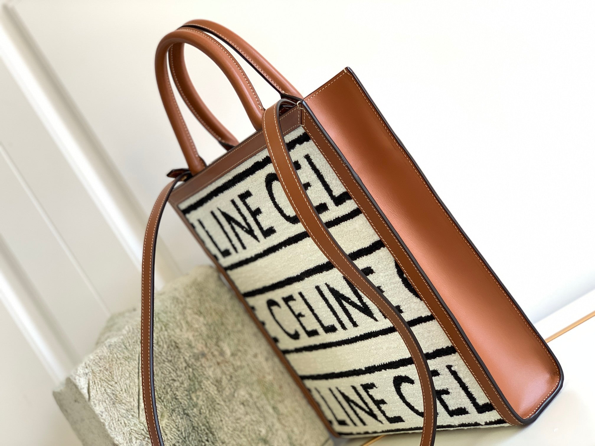 GLAMI Small Vertical Cabas GLAMI In Textile With GLAMI All-Over White / Black For Women 13in/32cm 192082EFY.01WB