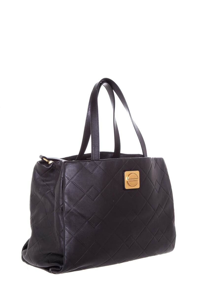 Marc by Marc Jacobs Black Detailed Leather Logo Placket Tote