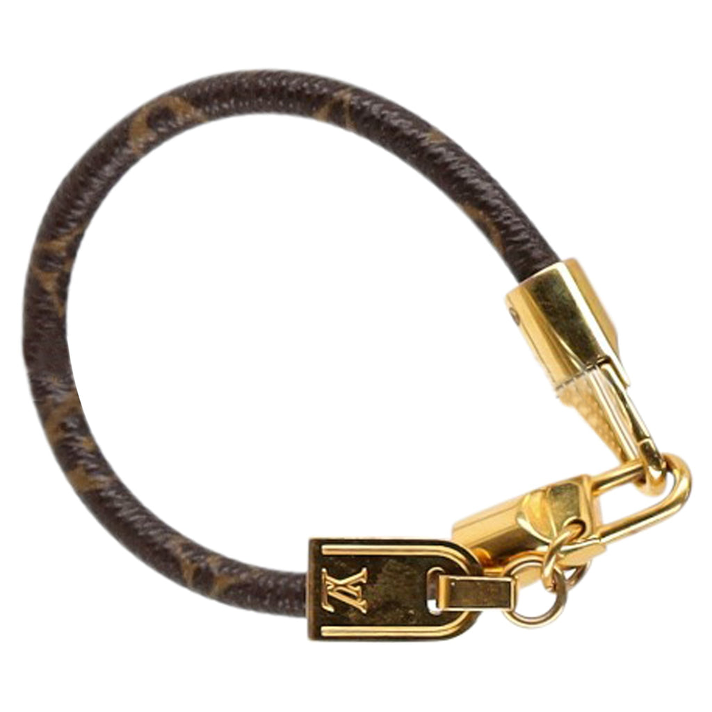 Louis Vuitton Luck It Monogram Cord With Metallic Gold Pendant Bracelet in Brown Coated Canvas