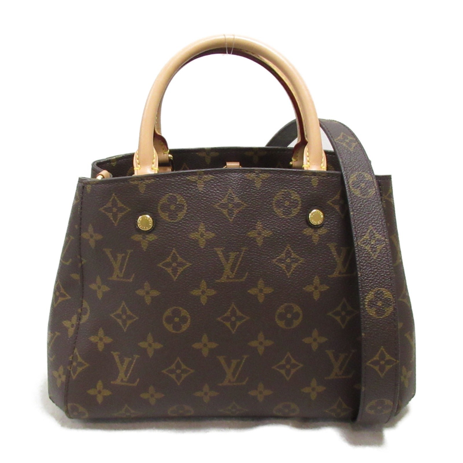 Louis Vuitton Montaigne BB  Bag Tote Bag PVC Coated Canvas Monogram  Brown M41055