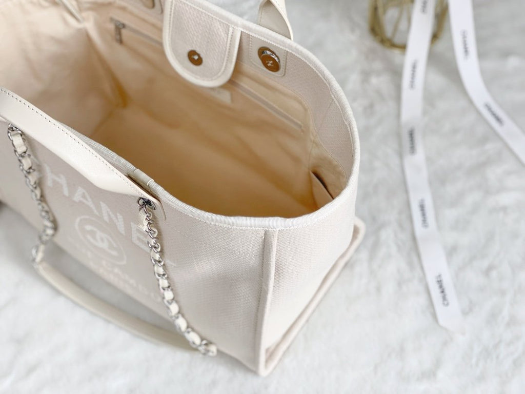 CHLSmall Shopping Bag Silver Hardware Cream For Women, Women’s Handbags, Shoulder Bags 15.2in/39cm AS3257