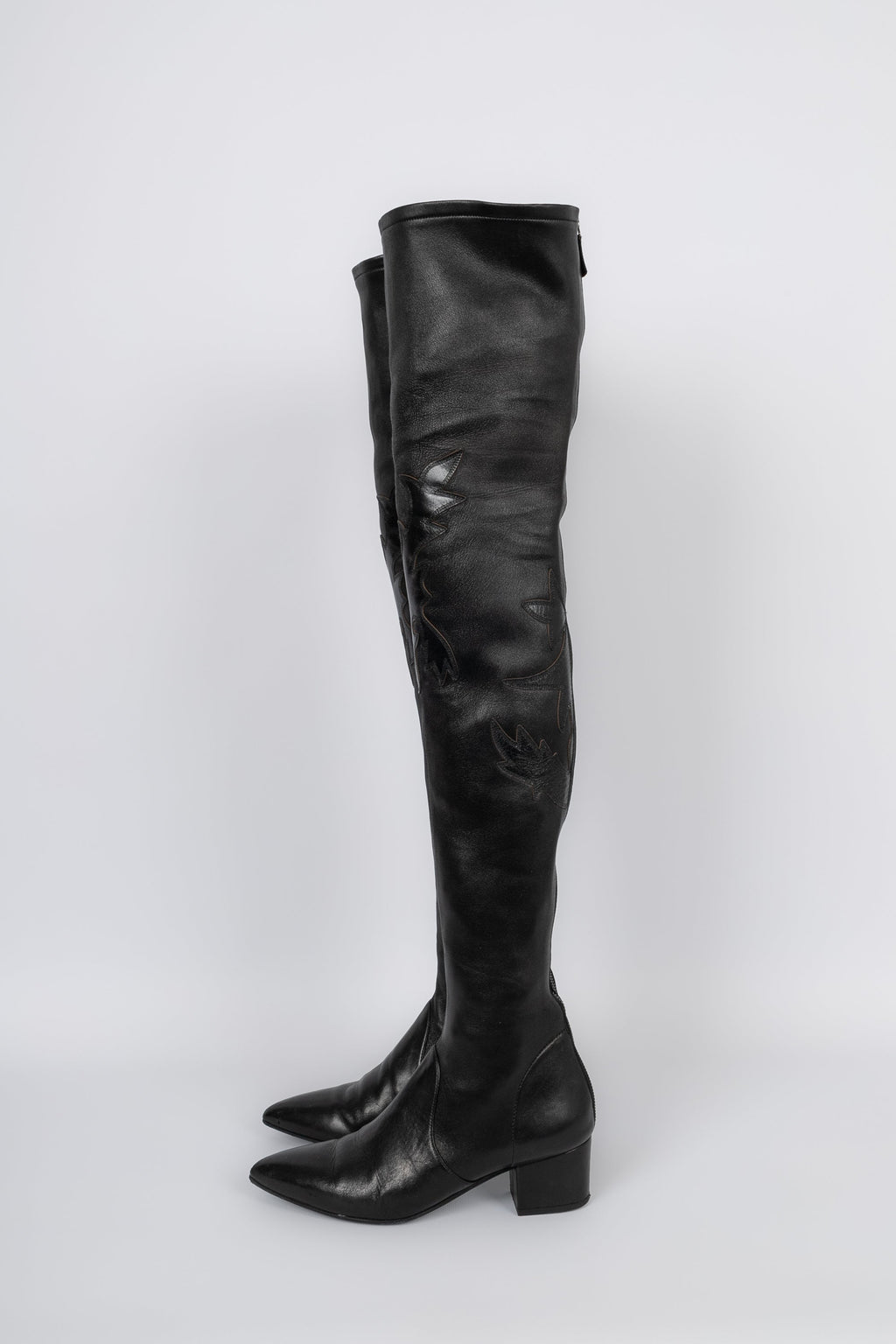 Bottes cuissardes en cuir Chanel