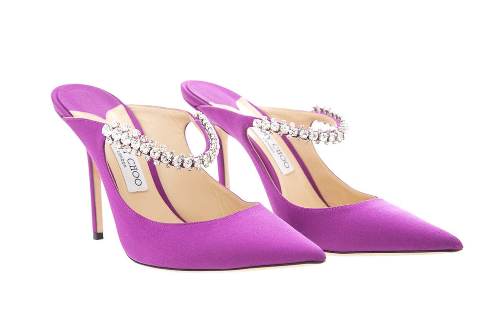 Jimmy Choo Purple Satin & Crystal Heels SZ 41.5