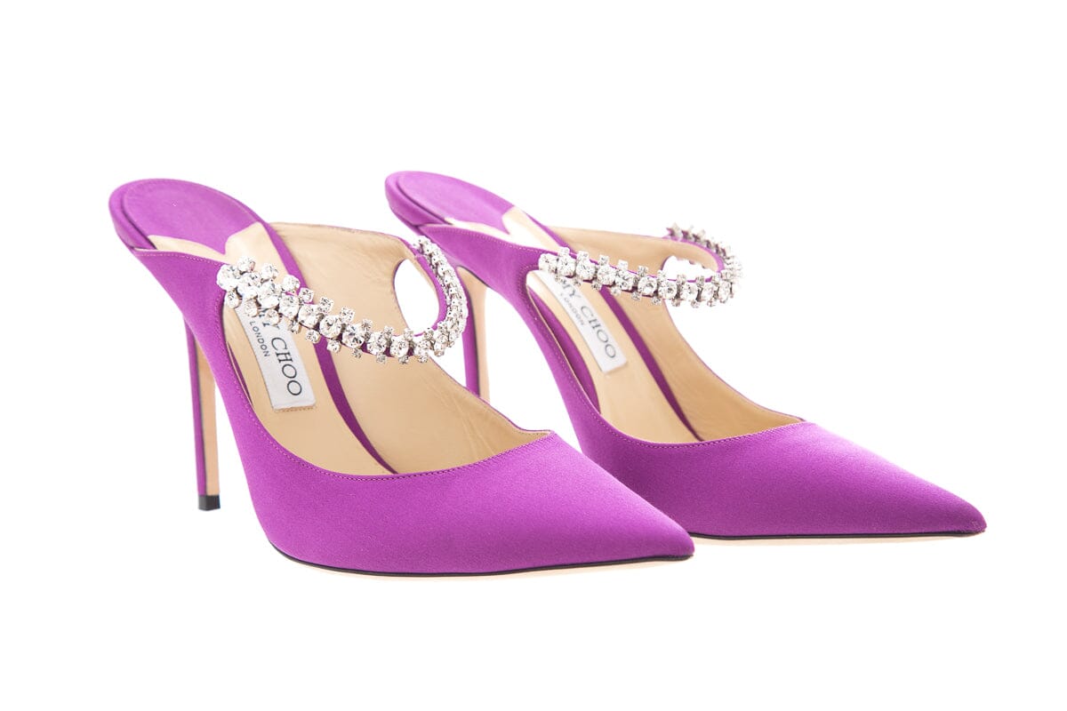 Jimmy Choo Purple Satin & Crystal Heels SZ 41.5
