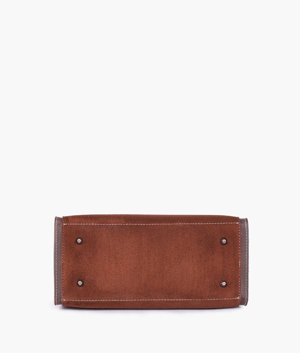Dark brown suede vintage handbag