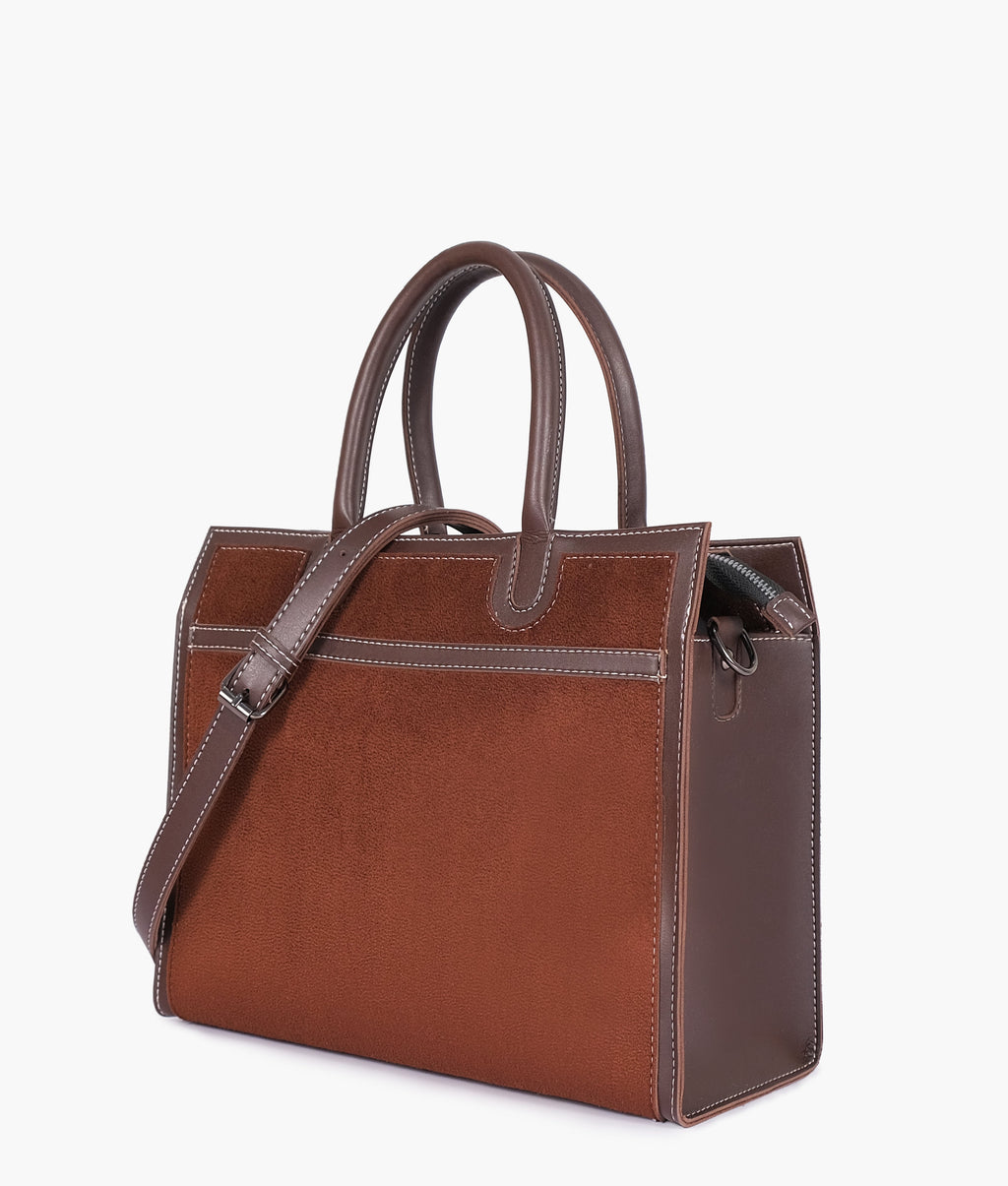 Dark brown suede vintage handbag