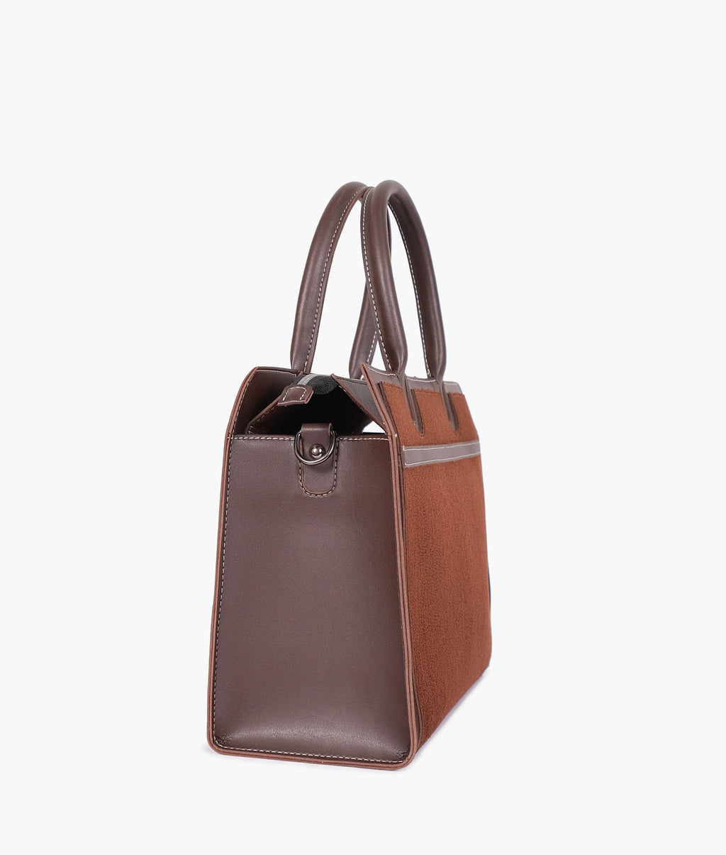 Dark brown suede vintage handbag
