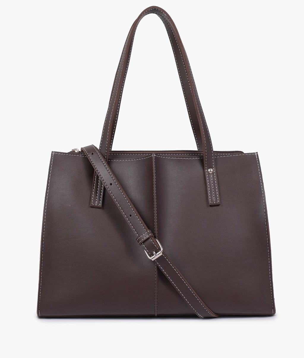 Dark brown work tote bag