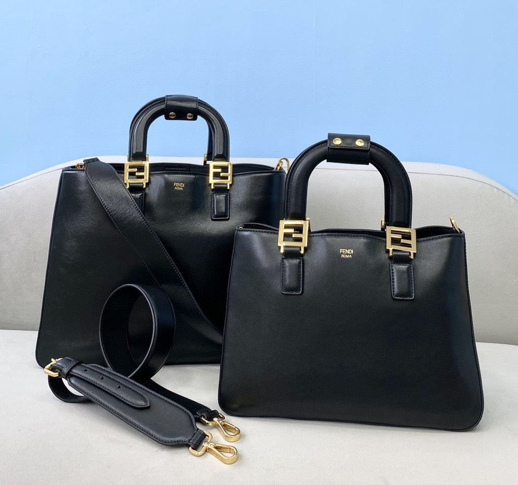 FI MeGLAMIum FF Tote Shoulder Black Bag For Woman 38cm/15in
