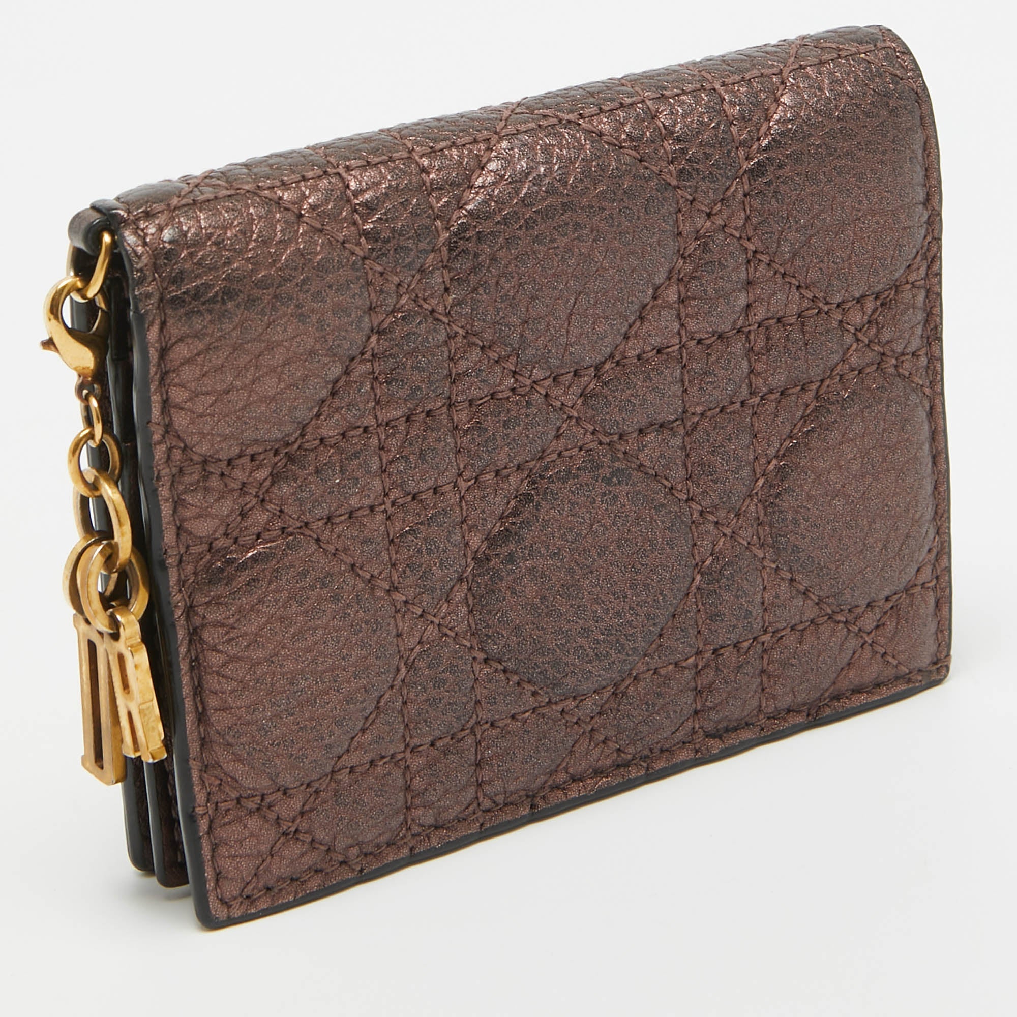 Dior Bronze Cannage Leather Lady Dior Flap Card Case