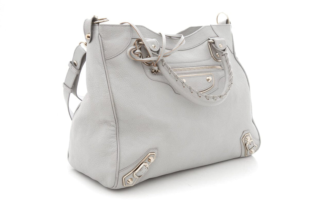 Balenciaga Dove Grey "Metallic Edge Medium City Bag" Cross-Body