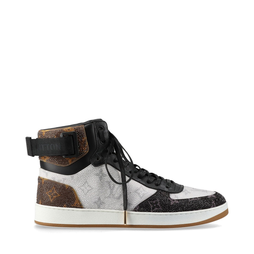 Louis Vuitton Rivoli Line 18 Years PVC Leather High-Cut Sneaker UK6 Men Black× White MS1108 Monogram Swarovski ing