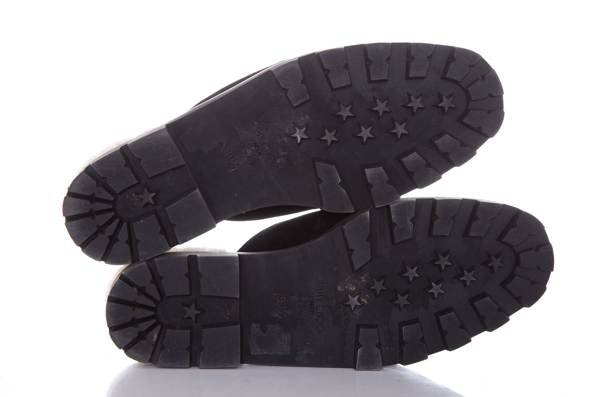 Jimmy Choo Black Suede Ronnie Embellished Mules SZ 39.5