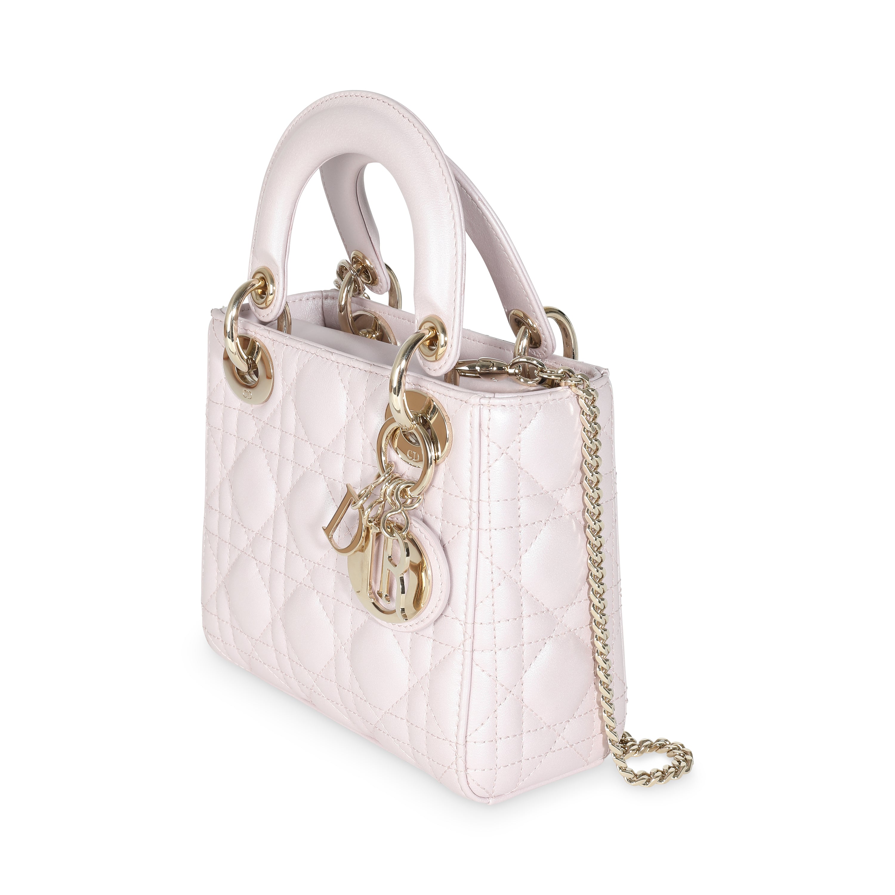 Christian Dior Lotus Pearlescent Cannage Lambskin Mini Lady Dior