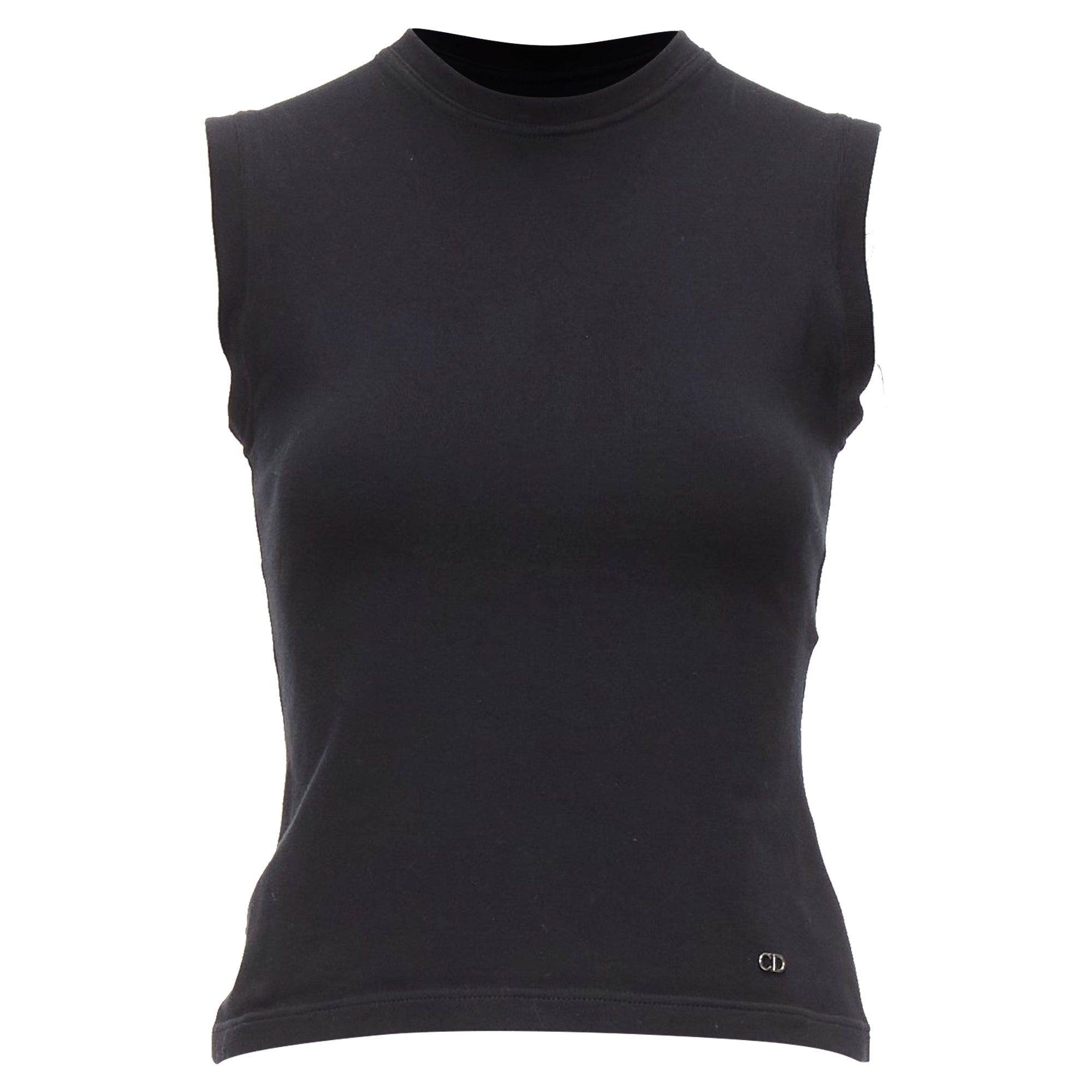 Dior Cotton Silver CD Logo Plate Sleeveless Crew Neck Tank Top