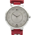 Louis Vuitton Tambour Slim MM 8P Diamond  Watch Stainless Steel Leather Belt  Silver  Q13MJ