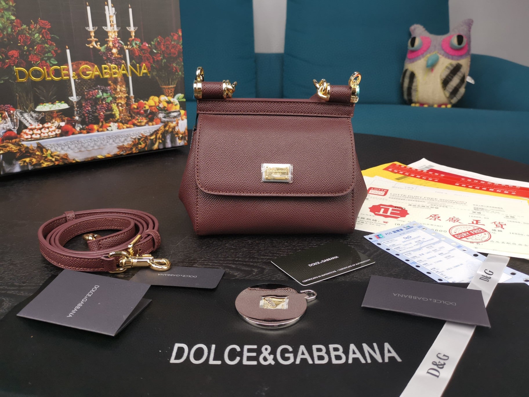 GLAMI Small Sicily Bag In Dauphine Burgundy For Women 7.5in/19cm GLAMI