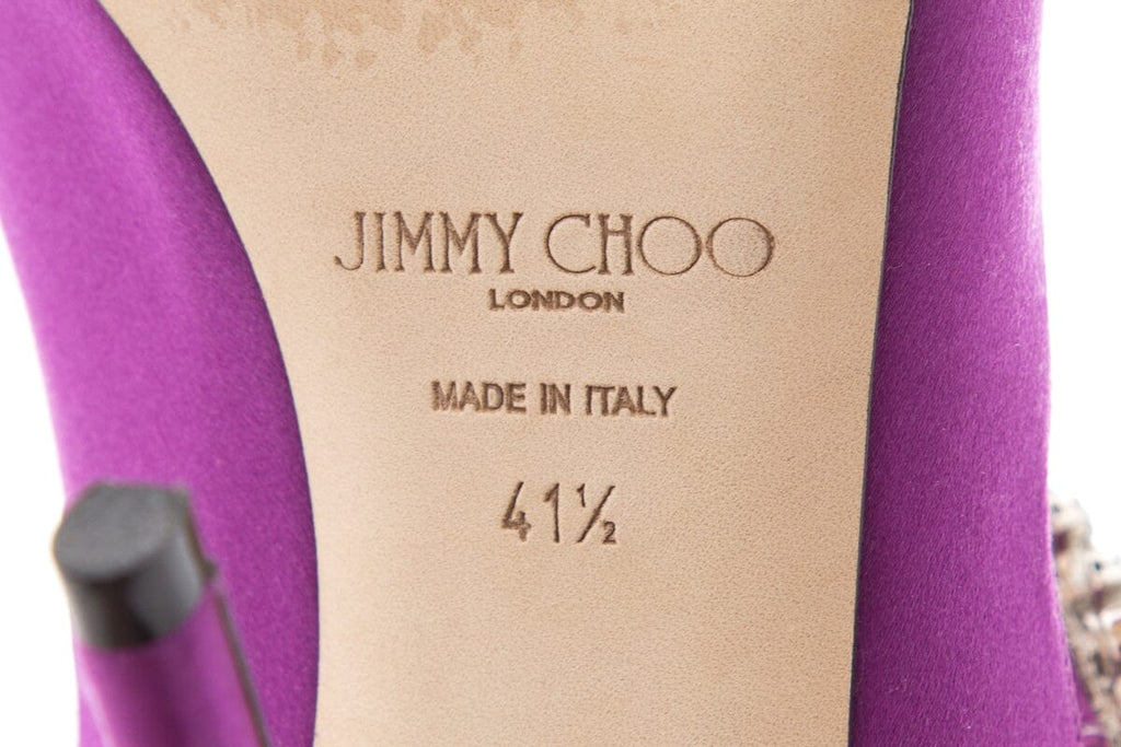 Jimmy Choo Purple Satin & Crystal Heels SZ 41.5
