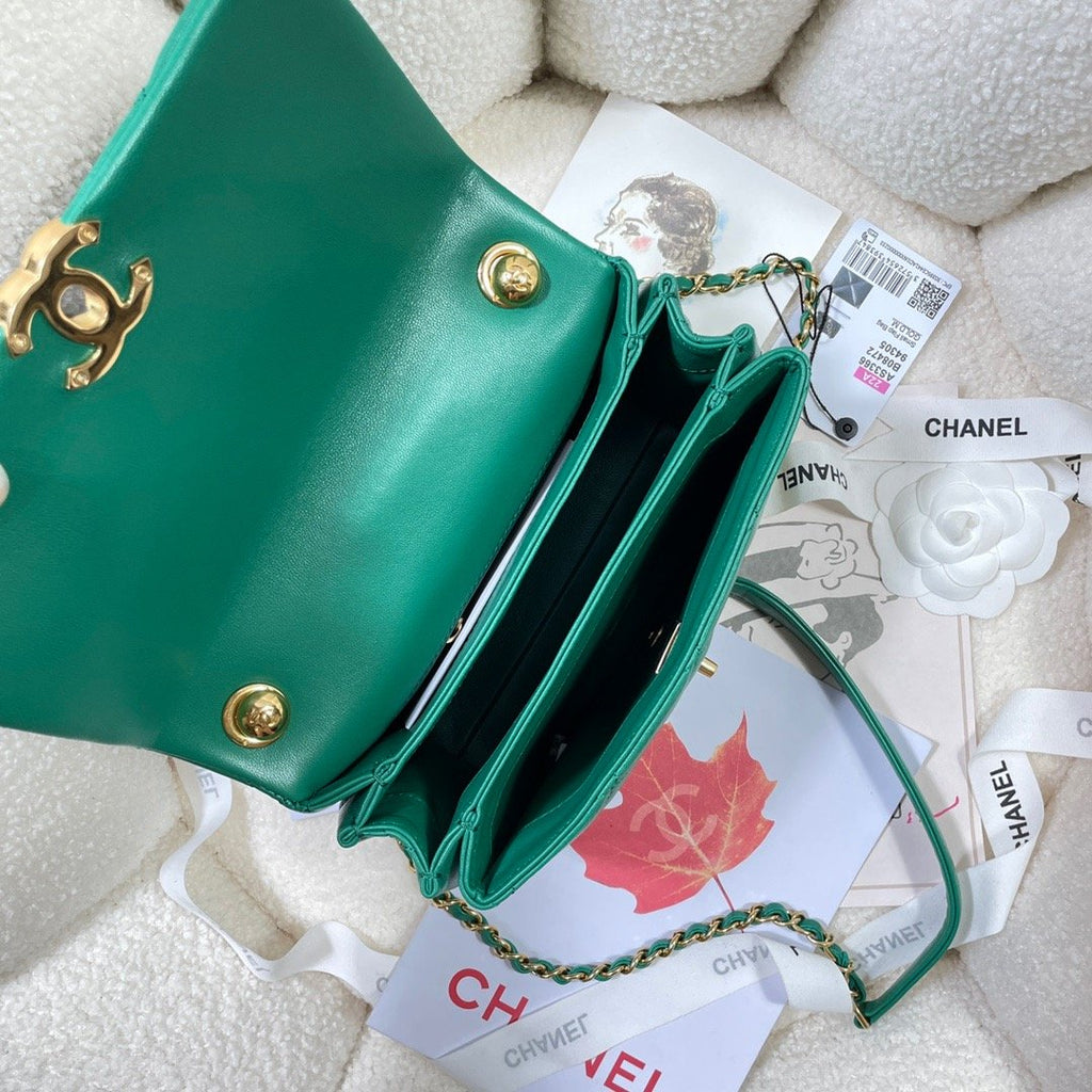 CHL Flap Bag Gold Hardware Green For Women, Women’s Handbags, Shoulder Bags 7.9in/20cm AS3366