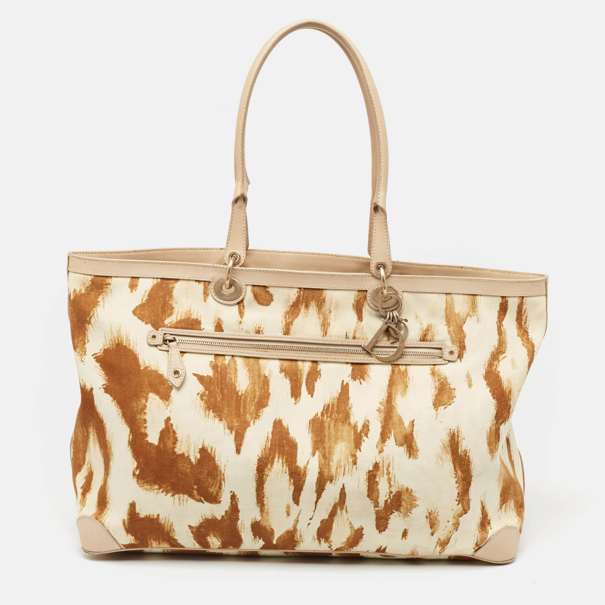 Dior /brown Printed Canvas And Leather St. Tropez Tote
