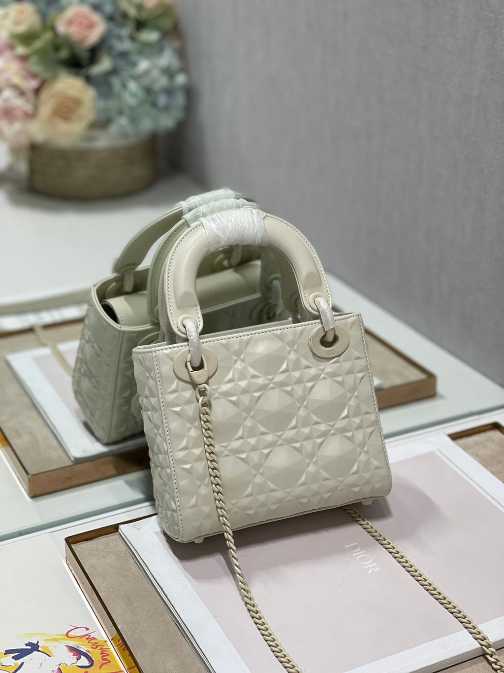 GLAMI Mini Lady Bag Latte Cannage with Beaded Motif, Beige, For Women WomenÃ¢â‚¬â„¢s Handbags, Crossbody Bags, 18cm CD M0505INEA_M030