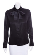 Chanel Black Silk Satin Blouse SZ 38