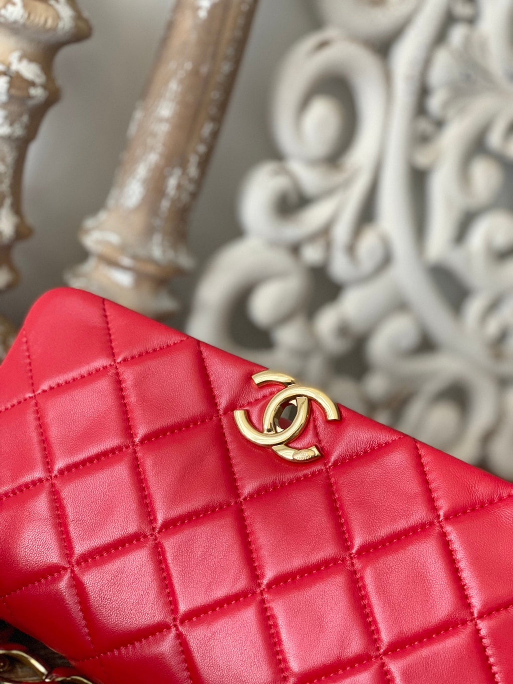 CHLLarge Flap Red Bag For Women 23cm/9in